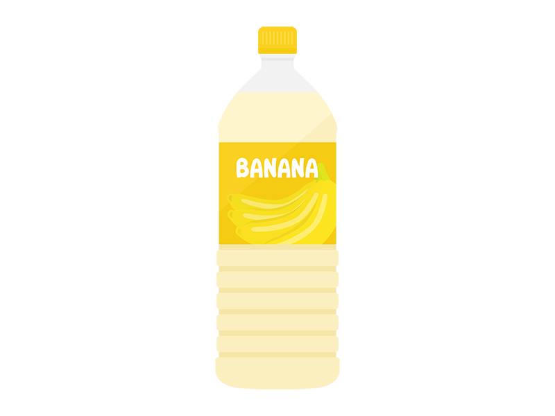 ペットボトルに入った、バナナジュースの透過PNGイラスト
