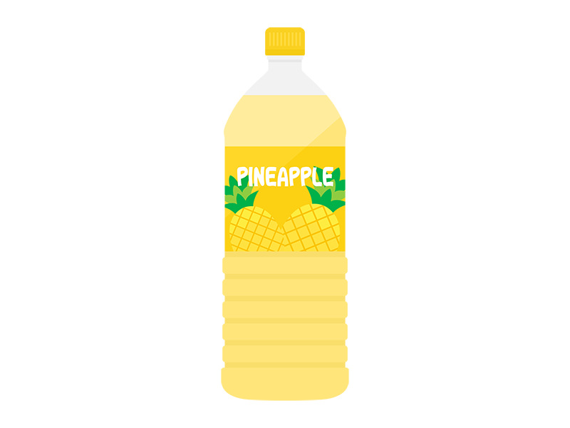 ペットボトルに入った、パイナップルジュースの透過PNGイラスト
