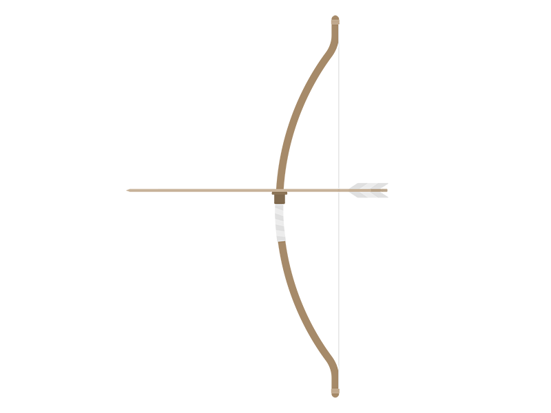 木製の弓矢の透過PNGイラスト