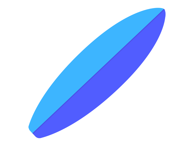 青色のサーフボードの透過PNGイラスト