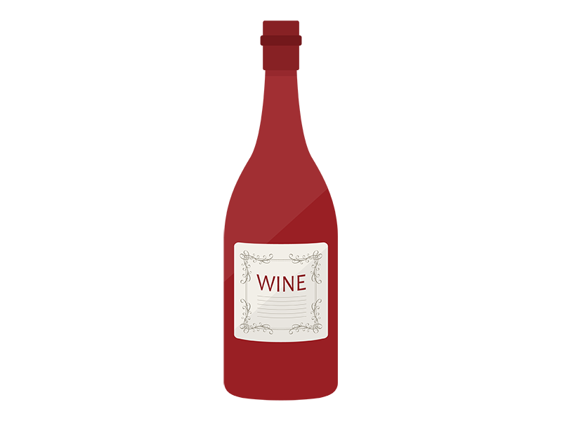 赤ワインのボトルの透過PNGイラスト