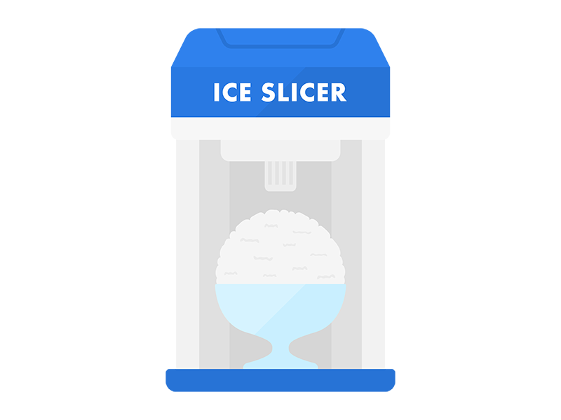 電動かき氷機で作る、かき氷の透過PNGイラスト