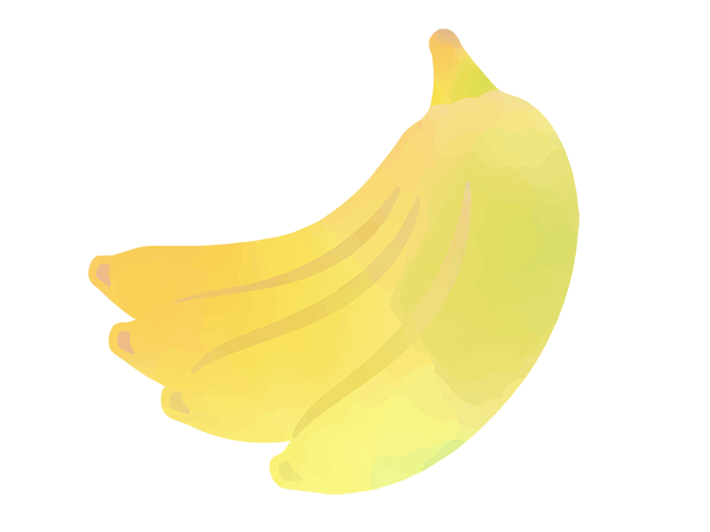 バナナの水彩画の透過PNGイラスト