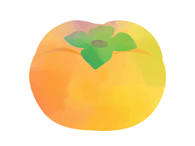柿の水彩画の透過PNGイラスト