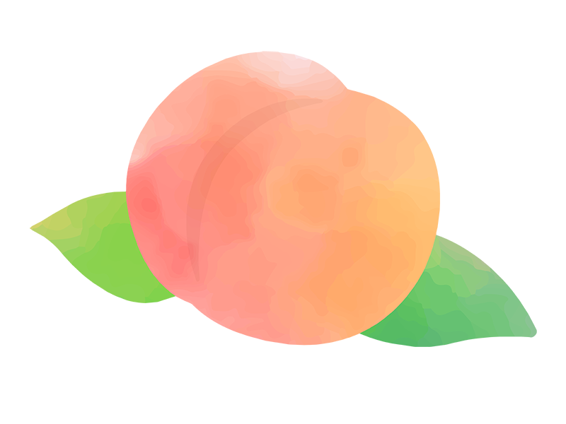 果物の桃の水彩画の透過PNGイラスト