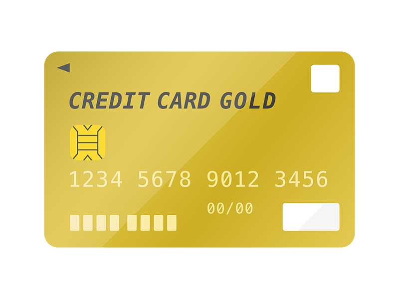 ゴールドのクレジットカードの透過PNGイラスト