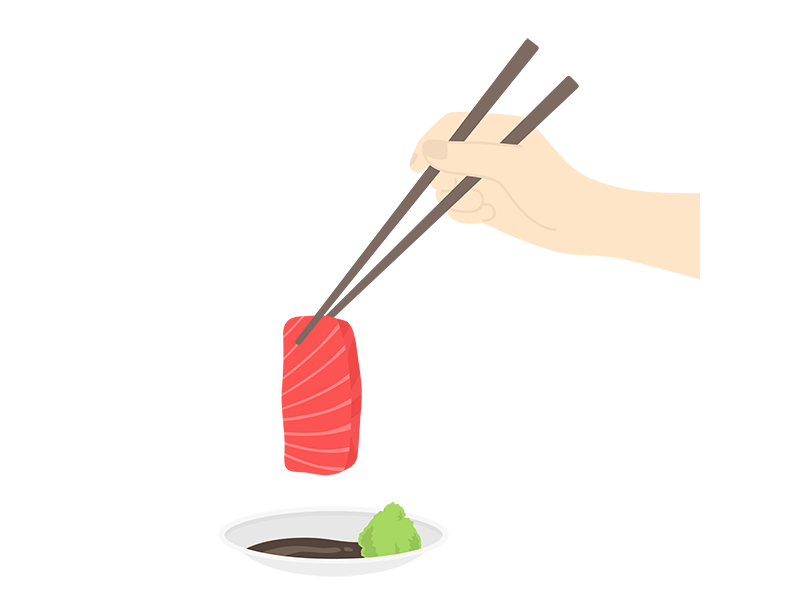 鮪の刺身を 醤油につけて食べる人の無料イラスト イラストセンター