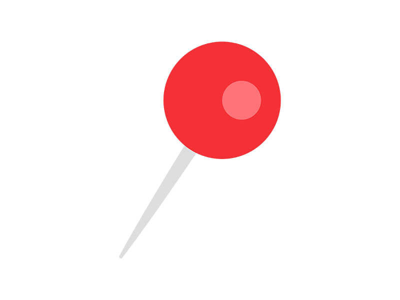 赤色の丸い押しピン（画鋲）の透過PNGイラスト