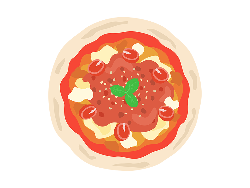 ミートソースチーズピザの透過PNGイラスト