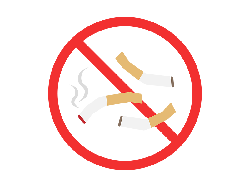 タバコのポイ捨て禁止マークの透過PNGイラスト