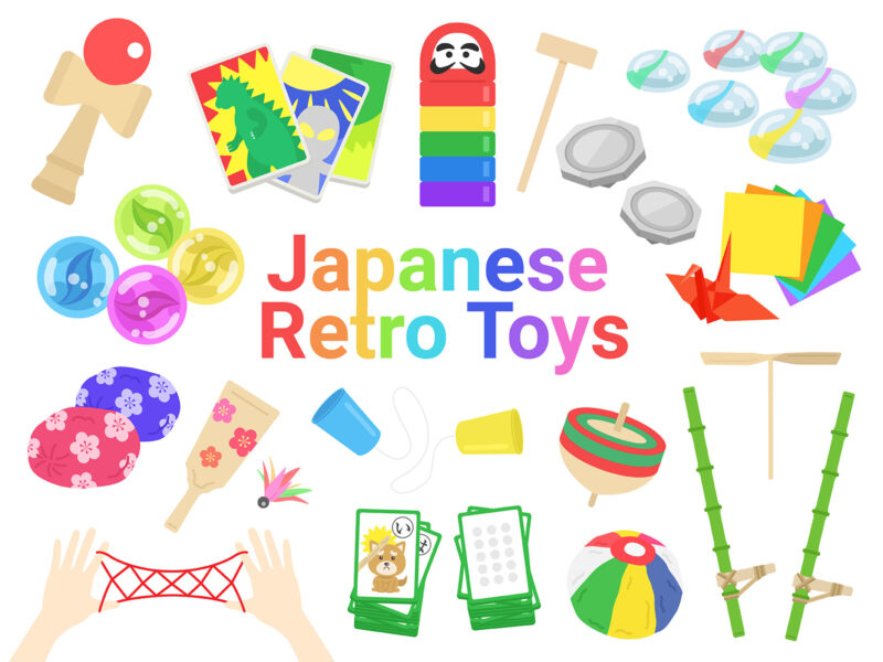 Free Illustrations of Various Traditional Japanese Games (Toys) with Free Downloads for Commercial Use