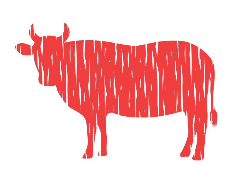 牛のシルエットのスタンプの透過PNGイラスト