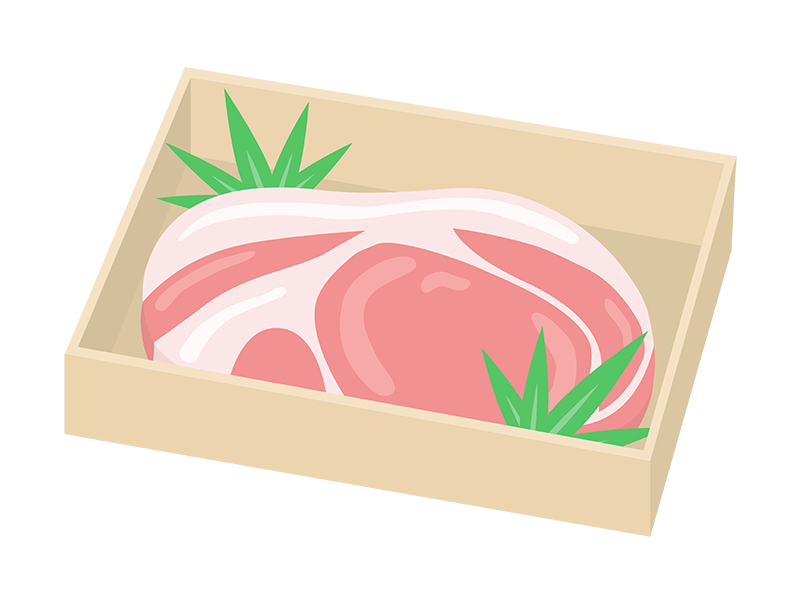 木箱に入った、高級豚肉の透過PNGイラスト