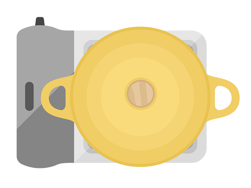 カセットコンロで調理する鍋の透過PNGイラスト