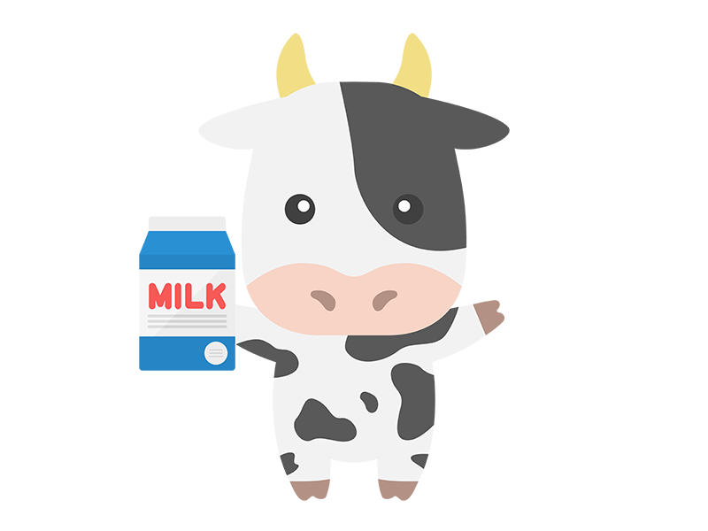 パック牛乳を持った ホルスタインの 牛のキャラクターの無料イラスト イラストセンター