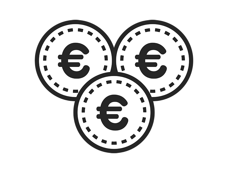 ユーロマークコインのアイコンの透過PNGイラスト