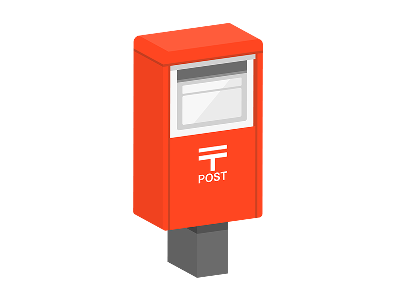 立体の郵便ポストの透過PNGイラスト