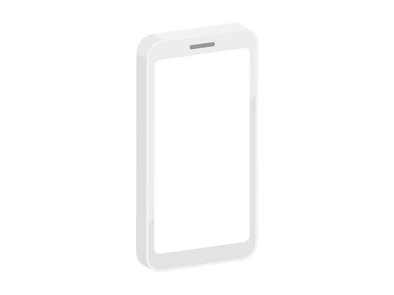 立体の、白色のスマートフォンの透過PNGイラスト