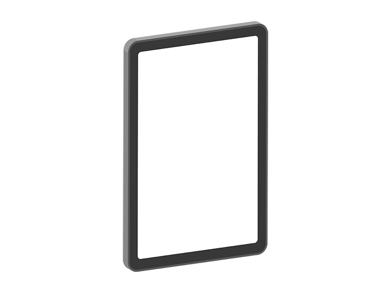 立体の、黒色のタブレット端末の透過PNGイラスト