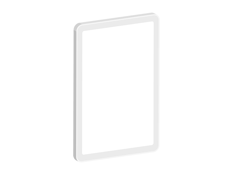 立体の、白色のタブレット端末の透過PNGイラスト