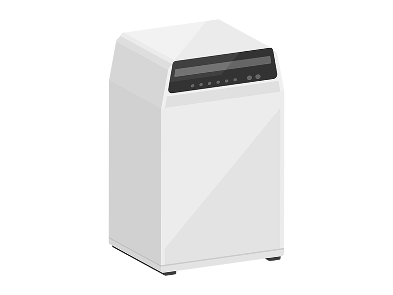立体の、白色の全自動洗濯機の透過PNGイラスト