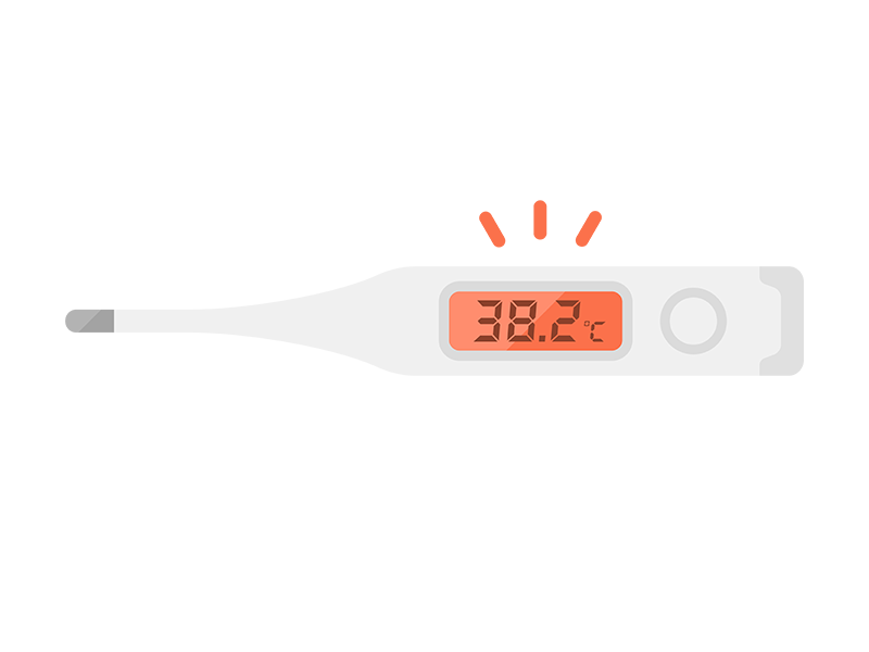 高熱が表示された、体温計の透過PNGイラスト