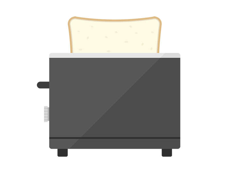 ポップアップトースターで焼く、食パンの透過PNGイラスト