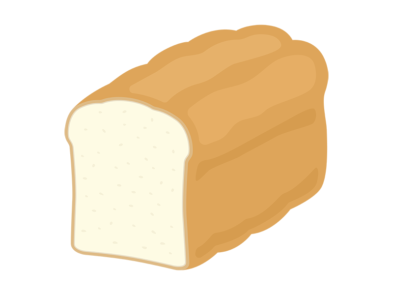 一斤の山型の食パンの透過PNGイラスト