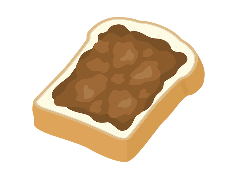 チョコレートをぬった、山型の食パンの透過PNGイラスト