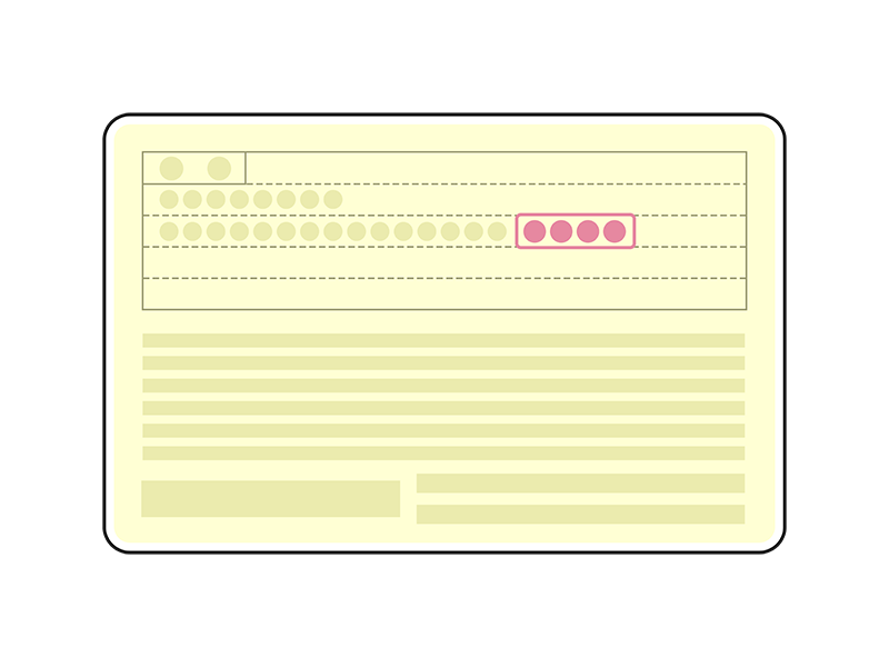 住所変更の記載のある、運転免許証（普通免許）の裏面の透過PNGイラスト
