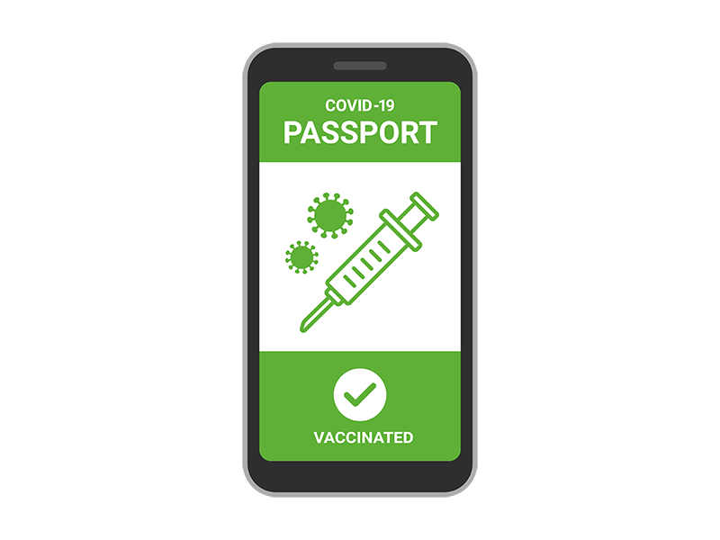 スマートフォンの画面に表示された、ワクチンパスポートの透過PNGイラスト