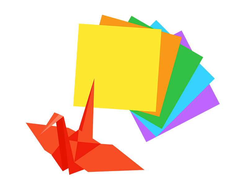 折り紙で折った、折り鶴の透過PNGイラスト