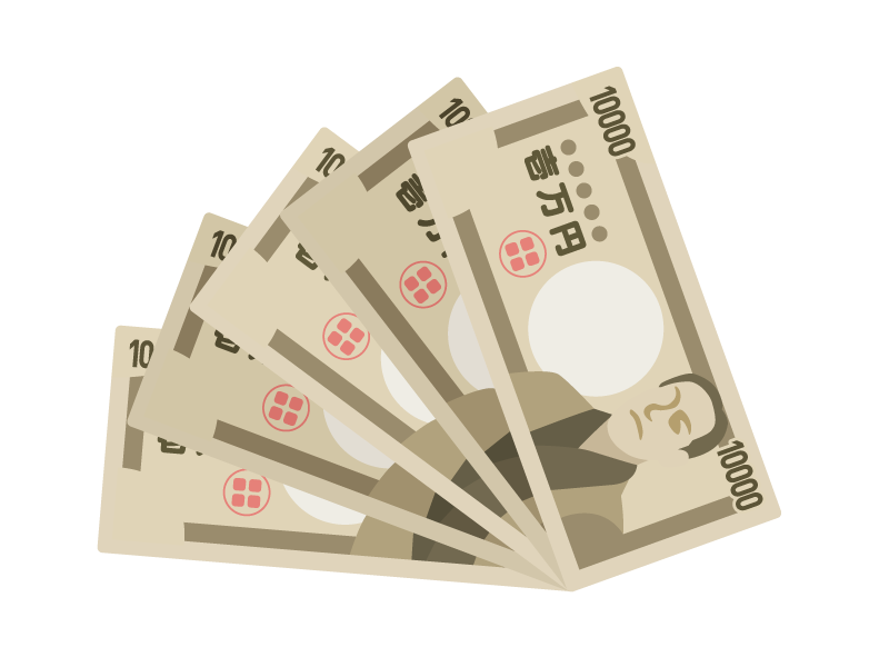 一万円札の札束の透過PNGイラスト