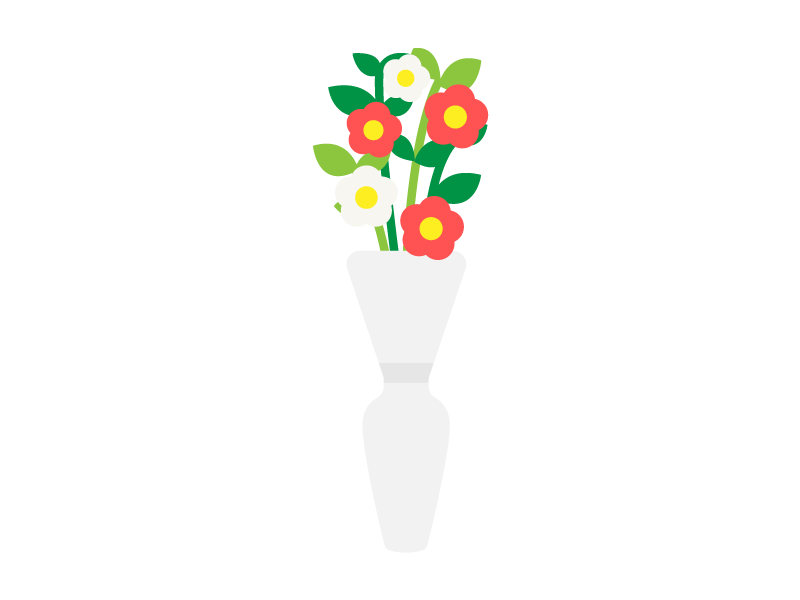 花瓶に入った、花のお供え物の透過PNGイラスト