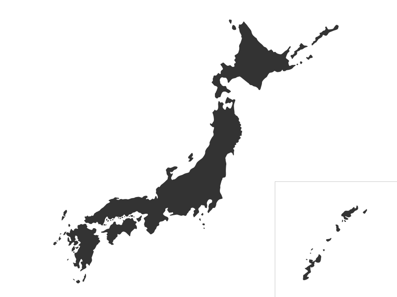 モノクロの日本地図の透過PNGイラスト