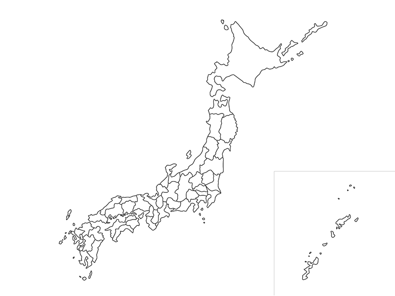 日本の白地図の無料イラスト