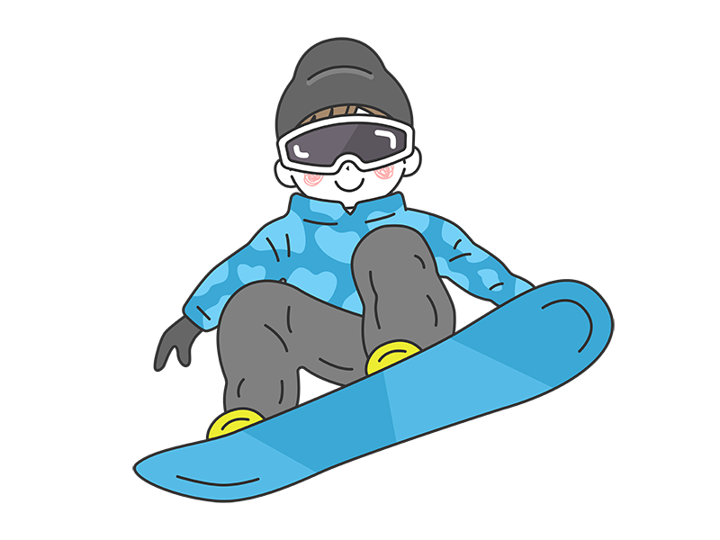 スノーボードをする、男性の透過PNGイラスト