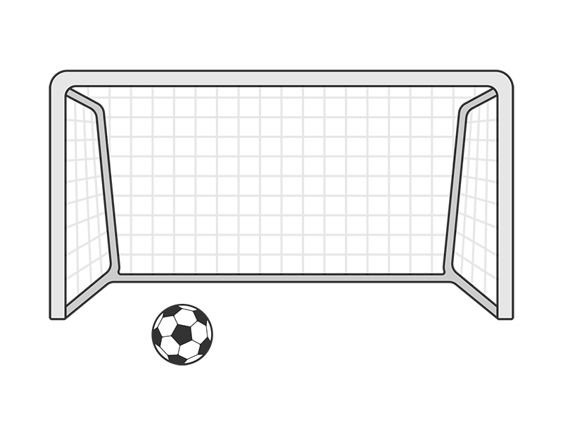 サッカーのゴールネットとサッカーボールの透過PNGイラスト