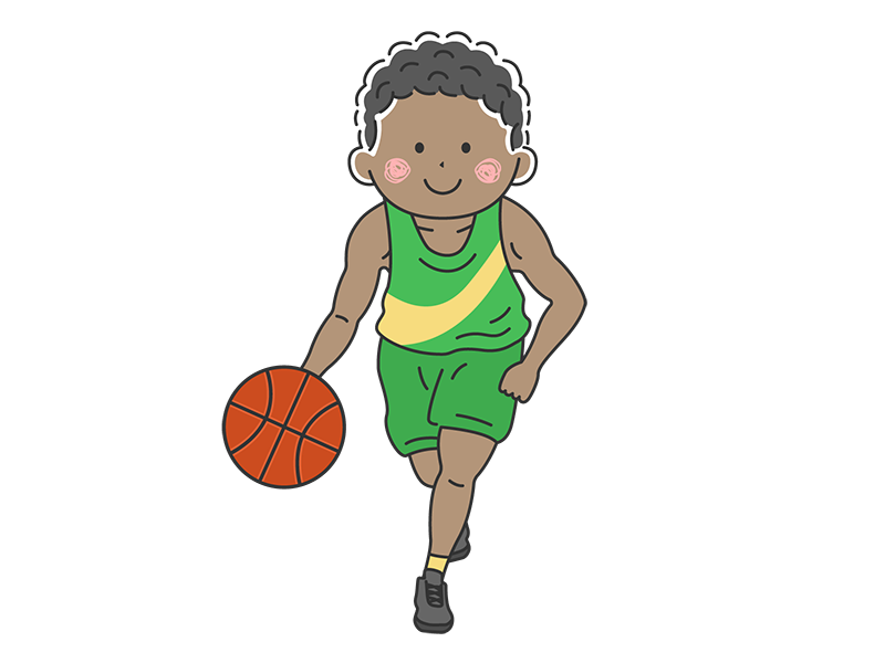 ドリブルをする バスケットボール選手の黒人男性の無料イラスト イラストセンター