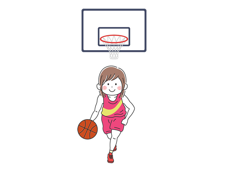 バスケットボール選手の女性の透過PNGイラスト