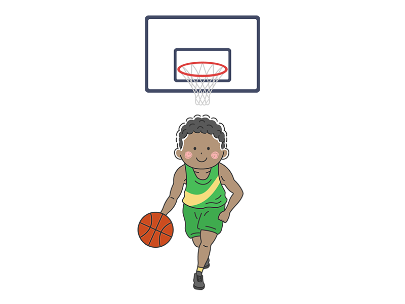 バスケットボール選手の黒人男性の透過PNGイラスト