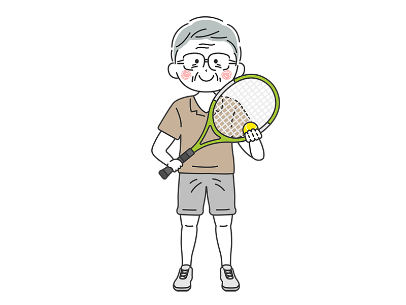 年配の男性テニスプレイヤーの透過PNGイラスト