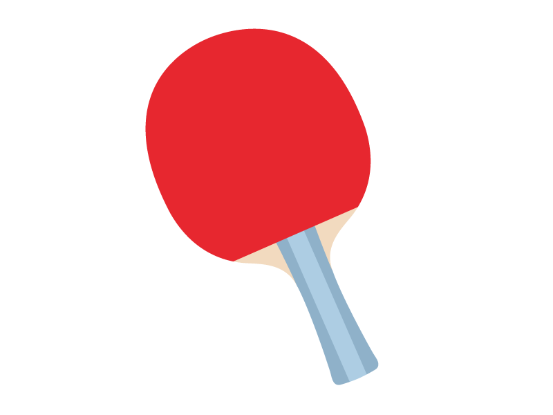卓球のシェークハンドラケット（赤）の透過PNGイラスト