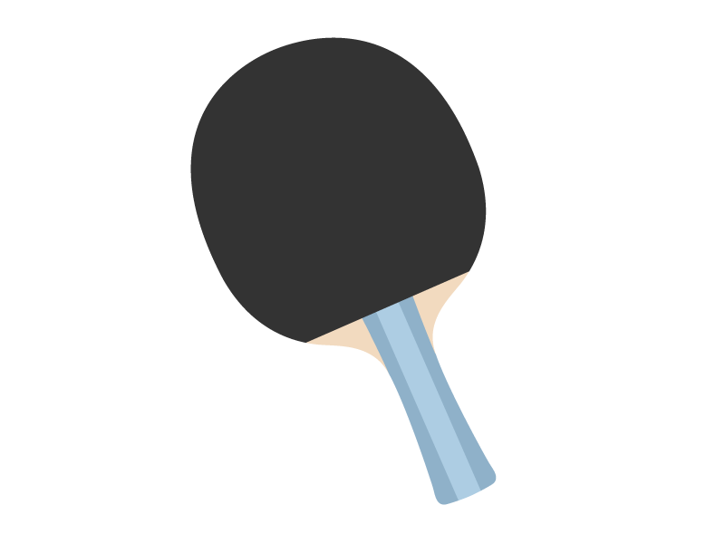 卓球のシェークハンドラケット（黒）の透過PNGイラスト