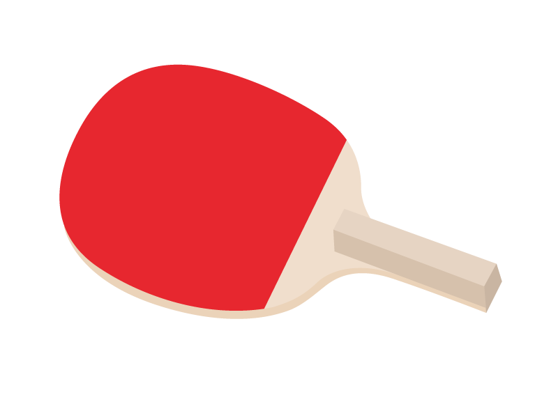 卓球のペンラケット（赤）の透過PNGイラスト