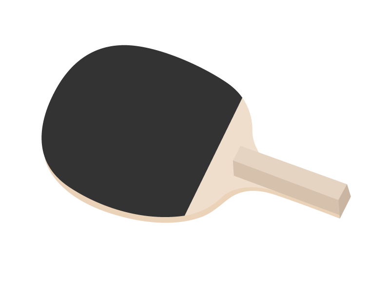 卓球のペンラケット（黒）の透過PNGイラスト