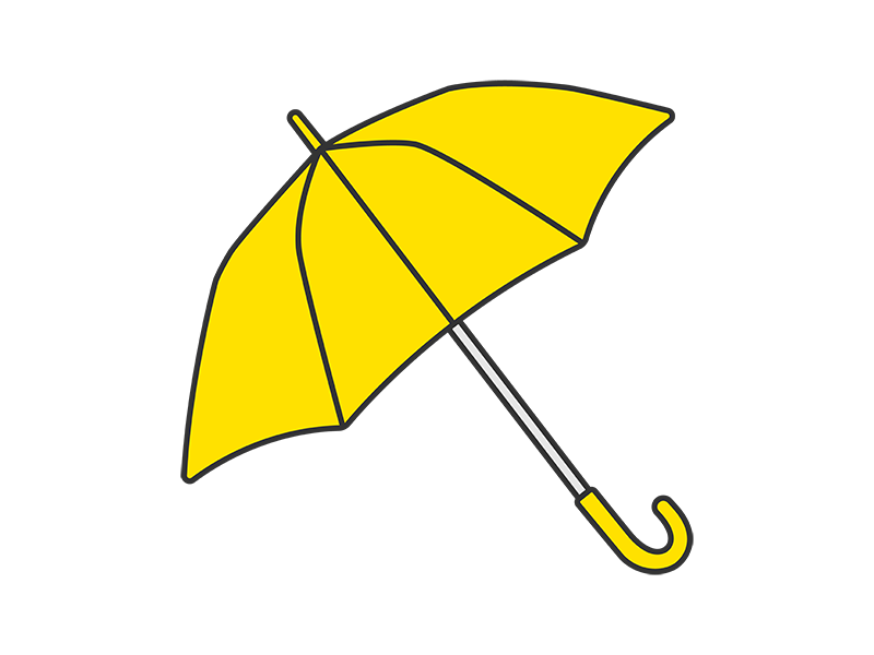 開いた、黄色の傘の透過PNGイラスト