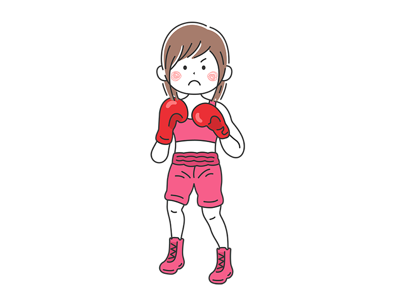ファイティングポーズをとる 女性ボクサーの無料イラスト イラストセンター