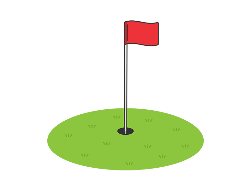 ゴルフのホールカップと旗の透過PNGイラスト