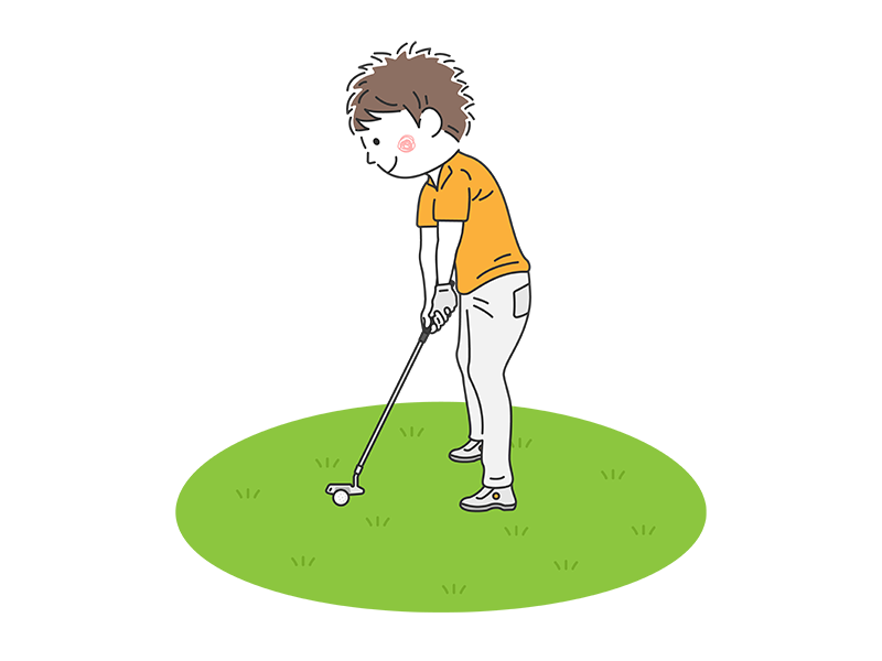 ゴルフのパッティングをする、男性の透過PNGイラスト